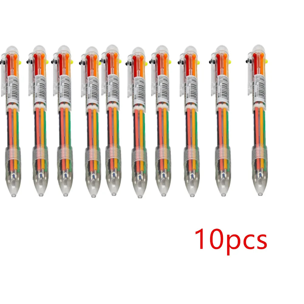 10Pcs 6colors Transparent Cartoon Ballpoint Pen Creative Cute Colorful Swivel Supplies School&Office Supplies Leedoar