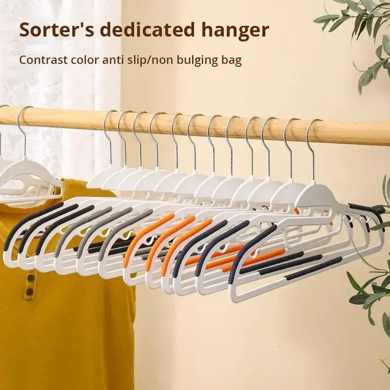 10Pcs Black/Orange/Grey Multifunctional Wet and Dry Household Hanger Suitable for Hanging Clothes Bedroom Wardrobe Anti-Slip Leedoar