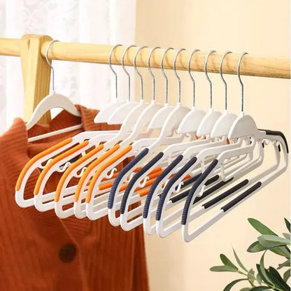 10Pcs Black/Orange/Grey Multifunctional Wet and Dry Household Hanger Suitable for Hanging Clothes Bedroom Wardrobe Anti-Slip Leedoar