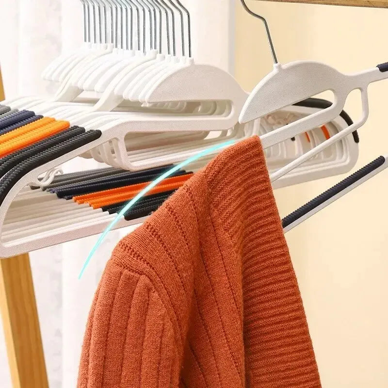 10Pcs Black/Orange/Grey Multifunctional Wet and Dry Household Hanger Suitable for Hanging Clothes Bedroom Wardrobe Anti-Slip Leedoar