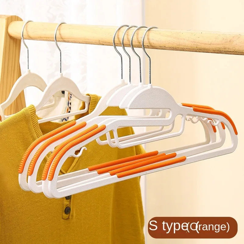 10Pcs Black/Orange/Grey Multifunctional Wet and Dry Household Hanger Suitable for Hanging Clothes Bedroom Wardrobe Anti-Slip Leedoar