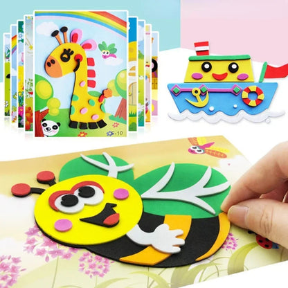 10Pcs DIY Creative Cartoon Animal 3D EVA Foam Sticker Puzzle 20 Style Handmade Early Learning Educational Toys For Children Gift Leedoar