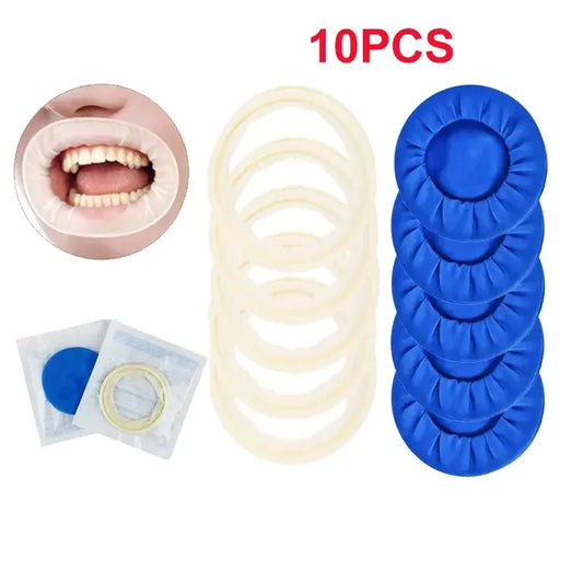 10 piezas de abridor de boca de goma desechable estéril para uso dental CYW036 Denspay, retractor de expansión de mejillas orales, retractor de goma tipo O 