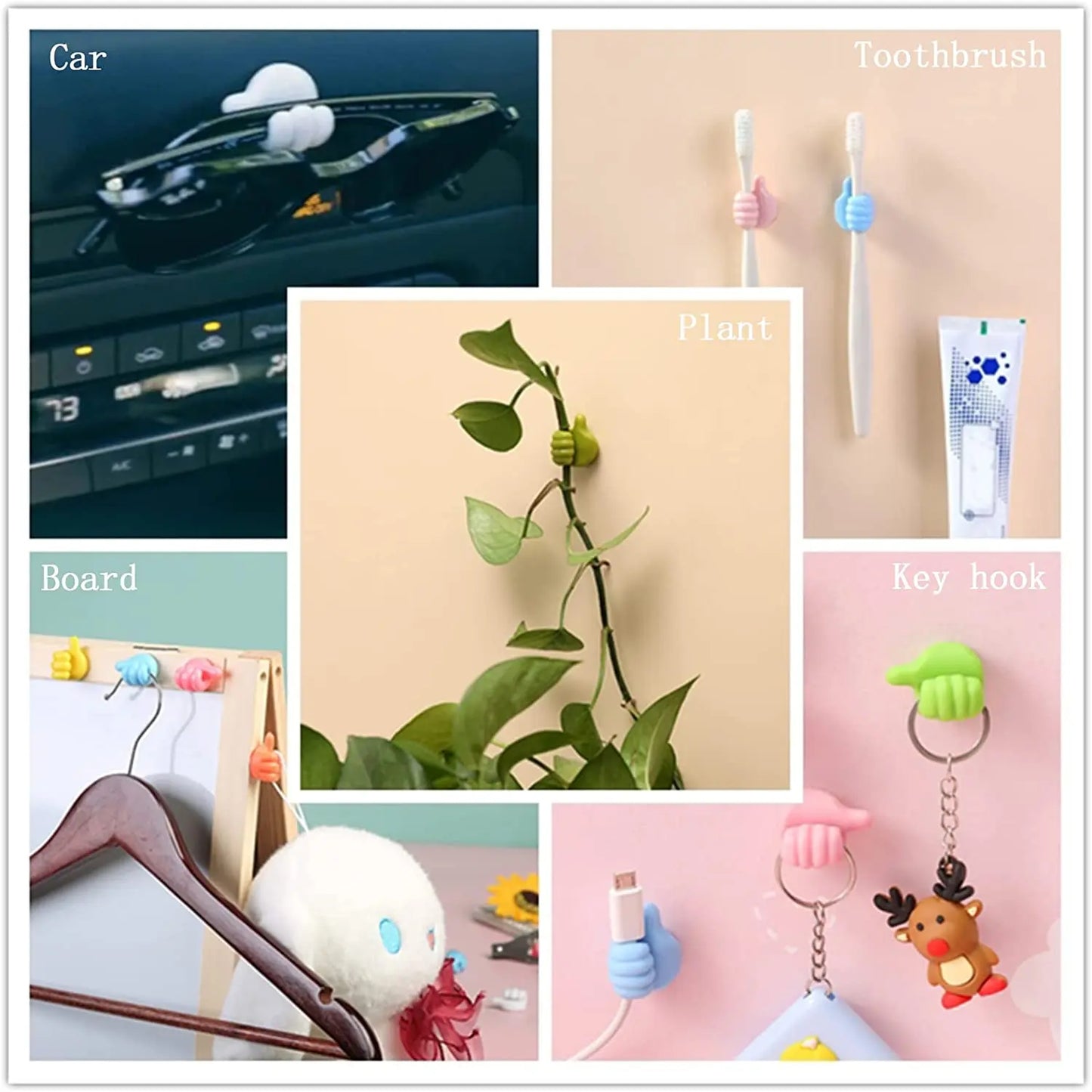 10Pcs Self Adhesive Wall Decoration Hook Creative Silicone Thumb Key Hanger Hook Home Office Data Cable Clip Wire Desk Organizer Leedoar