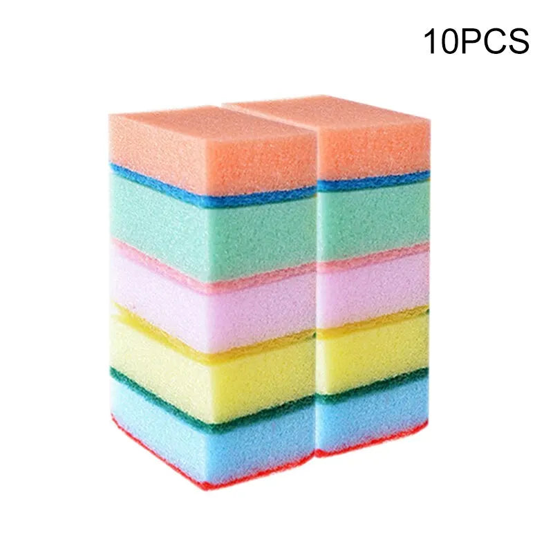 10Pcs/Set Dishwashing Sponge Kitchen Cleaning Tools Scrub Pot Rust Local Stain Sponge Removal Kit Clean Brush Sponge Leedoar