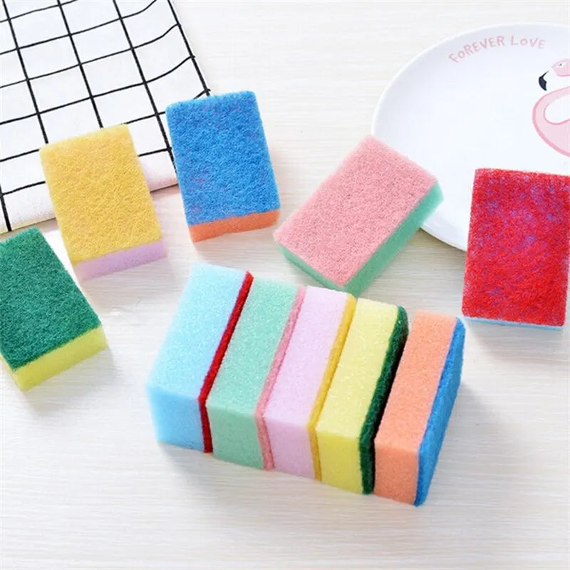 10Pcs/Set Dishwashing Sponge Kitchen Cleaning Tools Scrub Pot Rust Local Stain Sponge Removal Kit Clean Brush Sponge Leedoar