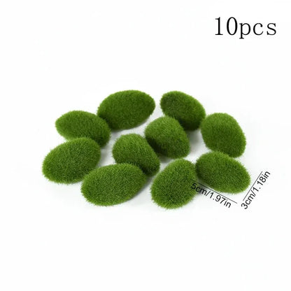 10Pcs Simulation Moss Stone Artificial Moss Rocks Ball Fake Green Plant for Home Garden Flower Pot Decoration Creative Crafts Leedoar