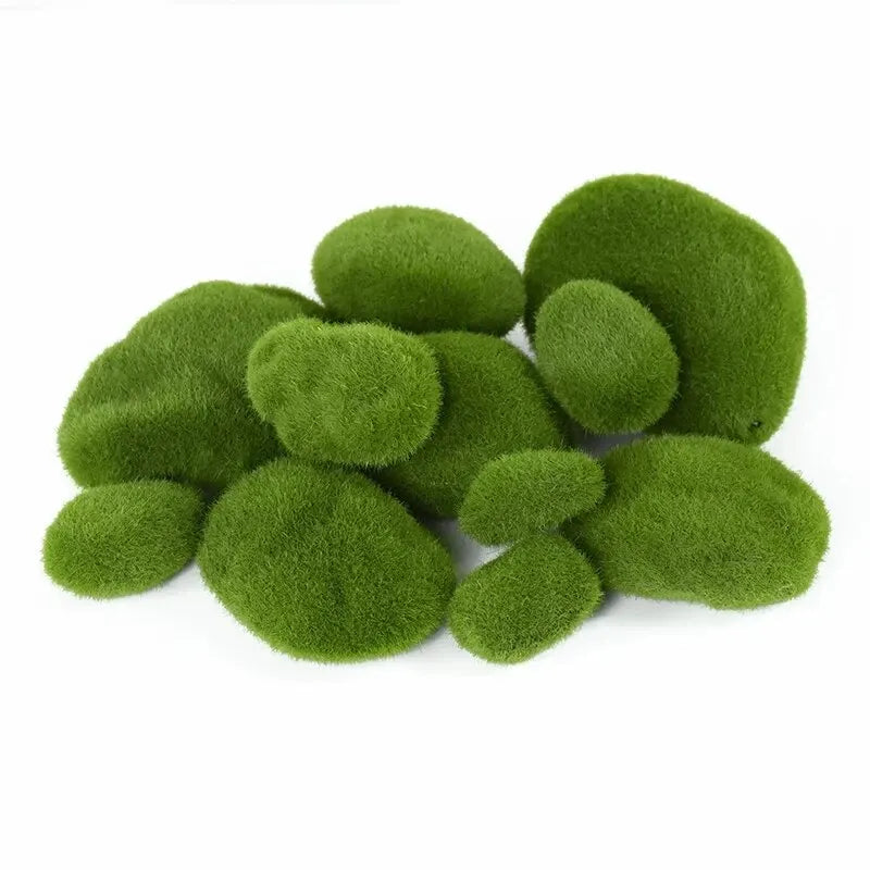 10Pcs Simulation Moss Stone Artificial Moss Rocks Ball Fake Green Plant for Home Garden Flower Pot Decoration Creative Crafts Leedoar