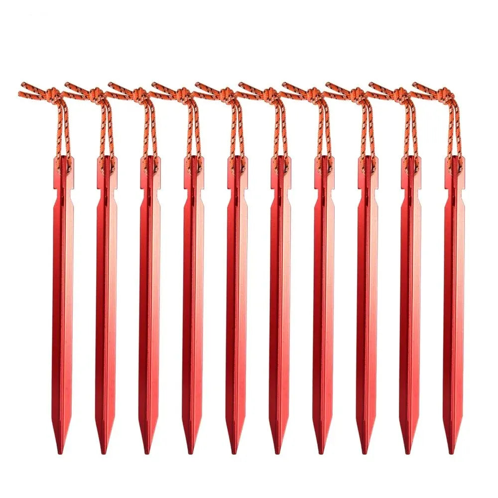 10Pcs/lot 18cm Aluminum Alloy Tent Takes Pegs Heavy Duty Travel Outdoor Camping Accessories Tarp Ultralight Nails Ground Peg Leedoar