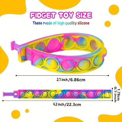 10PcsSilicone World Bubble Decompression Bracelet Stress Relief Toy Anti Stress Relief Colorful Silicone Bracelet Adult Kids Toy Leedoar
