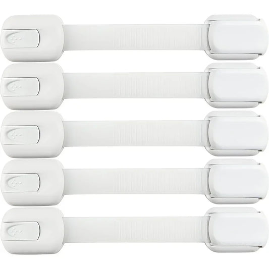 10pc Child Safety Strap Locks Baby Locks for Cabinets and Drawers, Toilet, Fridge & More. Adhesive Pads.No Installation Required