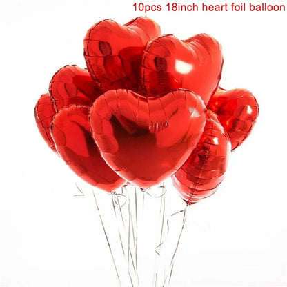 10pcs 18inch Rose Gold Love Heart Shape Foil Balloons Wedding Birthday Party Decorations Aluminum Foil Ballons Air Balls Globos Leedoar