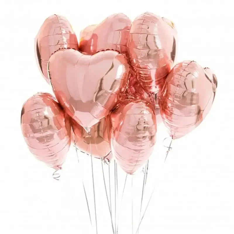 10pcs 18inch Rose Gold Love Heart Shape Foil Balloons Wedding Birthday Party Decorations Aluminum Foil Ballons Air Balls Globos Leedoar