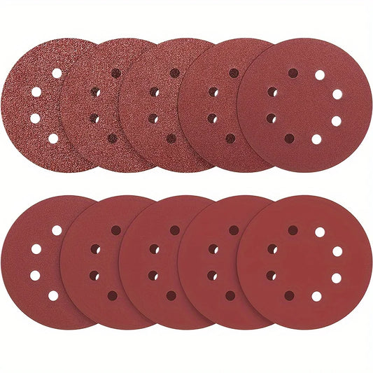 10pcs 5-inch (Approximately 5.0 Inch) Shole Hook Ring Sandpaper Set, Cianding Disc, 120 Grit 8-