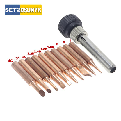 10pcs 900M Soldering Iron Tips Set Welding Nozzle Internal Heated Solder Heads Welding Tip Tool Lead-Free Solder Irons Bit