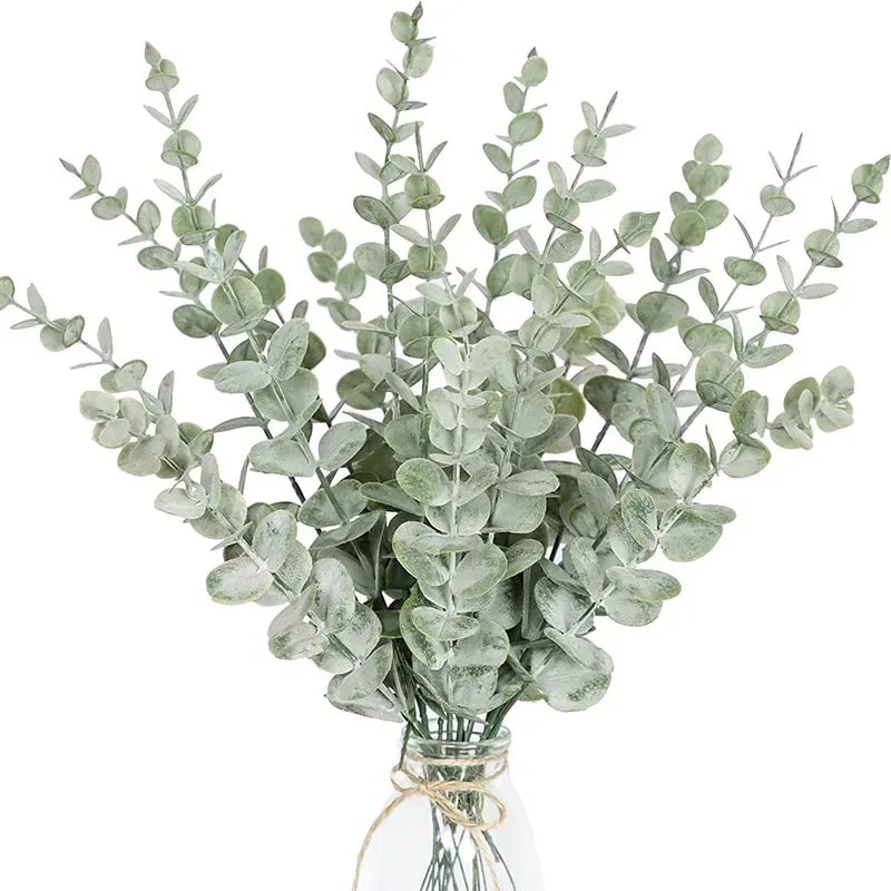 10pcs Artificial Eucalyptus Leaves Eucalyptus Stems for Home Flowers Bouquet Centerpiece Wedding Decoration Christmas Decor ﻿ Leedoar