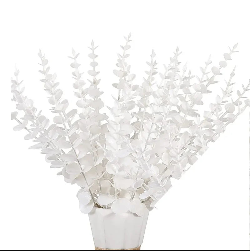 10pcs Artificial Eucalyptus Leaves Eucalyptus Stems for Home Flowers Bouquet Centerpiece Wedding Decoration Christmas Decor ﻿ Leedoar