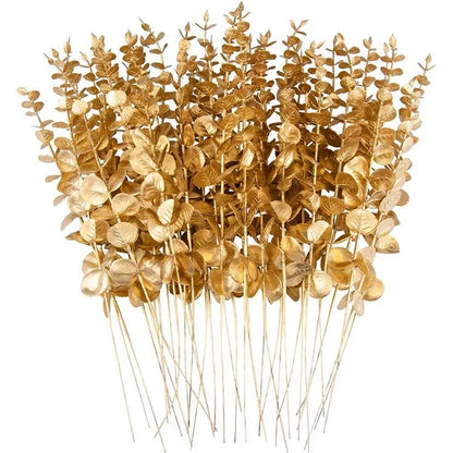 10pcs Artificial Eucalyptus Leaves Eucalyptus Stems for Home Flowers Bouquet Centerpiece Wedding Decoration Christmas Decor ﻿ Leedoar