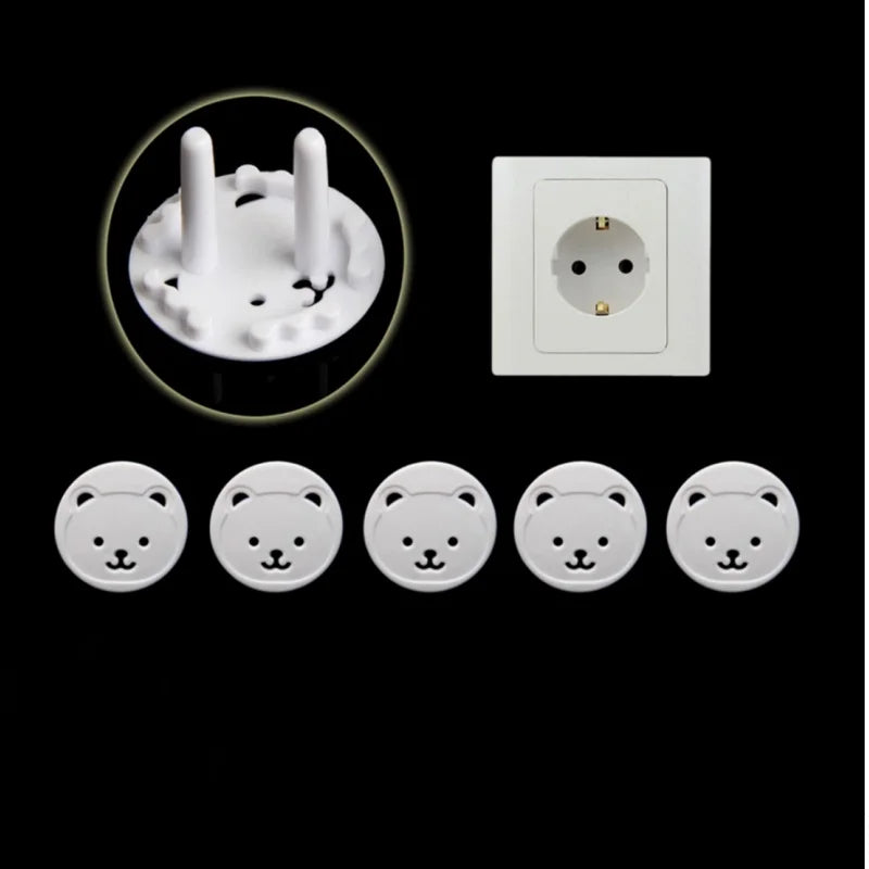 10pcs Bear EU Power Socket Electrical Outlet Baby Kids Child Safety Guard Protection Anti Electric Shock Plugs Protector Cover