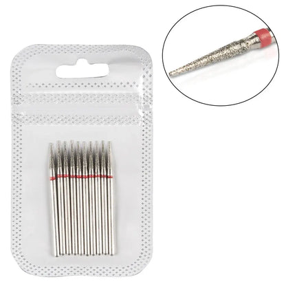 10pcs Diamond Nail Drill Bit Set Cuticle Cleaner 3/32 Nail File for Acrylic Milling Cutter Manicure Pedicure Gel Remover Tools Leedoar