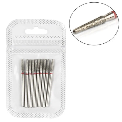 10pcs Diamond Nail Drill Bit Set Cuticle Cleaner 3/32 Nail File for Acrylic Milling Cutter Manicure Pedicure Gel Remover Tools Leedoar