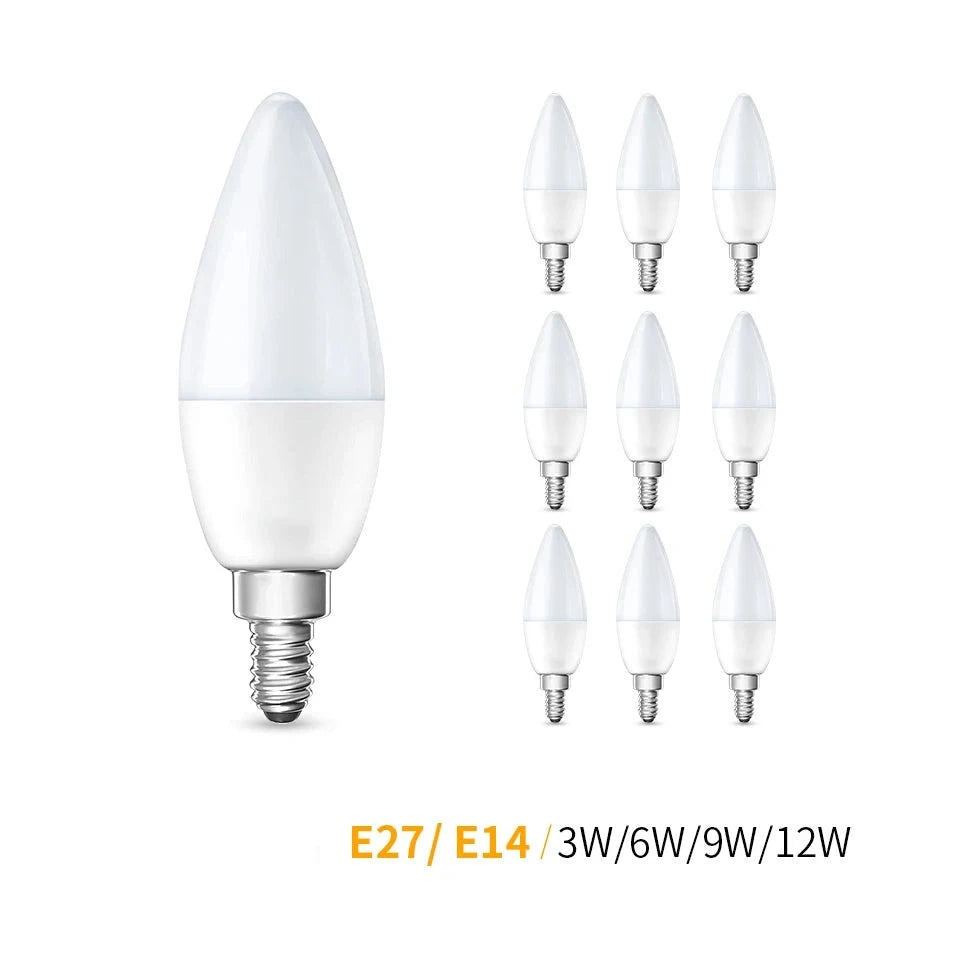 E27 E14 Lâmpada Led 220V Lâmpada Vela Lâmpada de Economia de Energia 3W 6W 9W 12W Led Lustre Luz Holofote Led para Decoração de Casa 