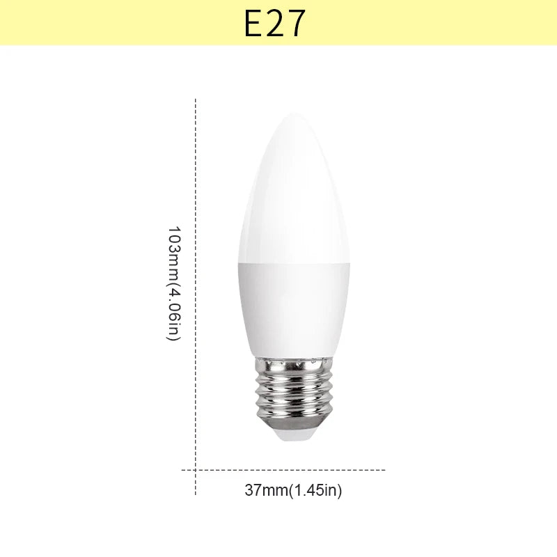 Bombilla LED E27 E14 de 220 V, bombilla de vela, lámpara de ahorro de energía, 3 W, 6 W, 9 W, 12 W, foco de luz LED para decoración del hogar 