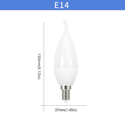 Bombilla LED E27 E14 de 220 V, bombilla de vela, lámpara de ahorro de energía, 3 W, 6 W, 9 W, 12 W, foco de luz LED para decoración del hogar 