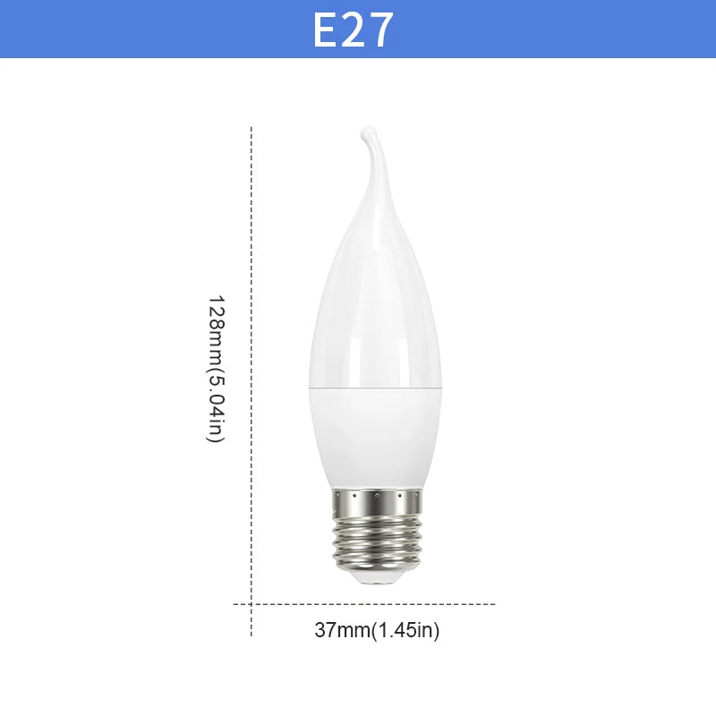 Bombilla LED E27 E14 de 220 V, bombilla de vela, lámpara de ahorro de energía, 3 W, 6 W, 9 W, 12 W, foco de luz LED para decoración del hogar 