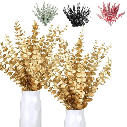 10pcs Eucalyptus Stems Artificial Eucalyptus Leaves for Home Flowers Bouquet Centerpiece Wedding Decoration Christmas Decor Leedoar