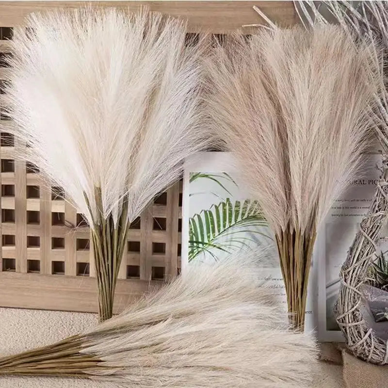 10pcs Faux Pampas Grass, Pampas Grass For Floor Vase, Pampas Grass Decor Tall For Vase Fillers, Boho Rustic Farmhouse Home Decor Leedoar