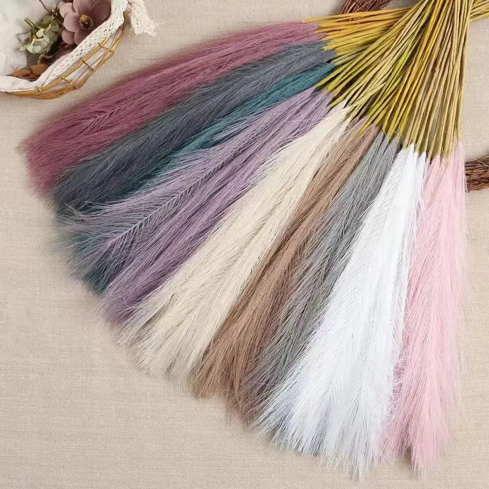 10pcs Faux Pampas Grass, Pampas Grass For Floor Vase, Pampas Grass Decor Tall For Vase Fillers, Boho Rustic Farmhouse Home Decor Leedoar