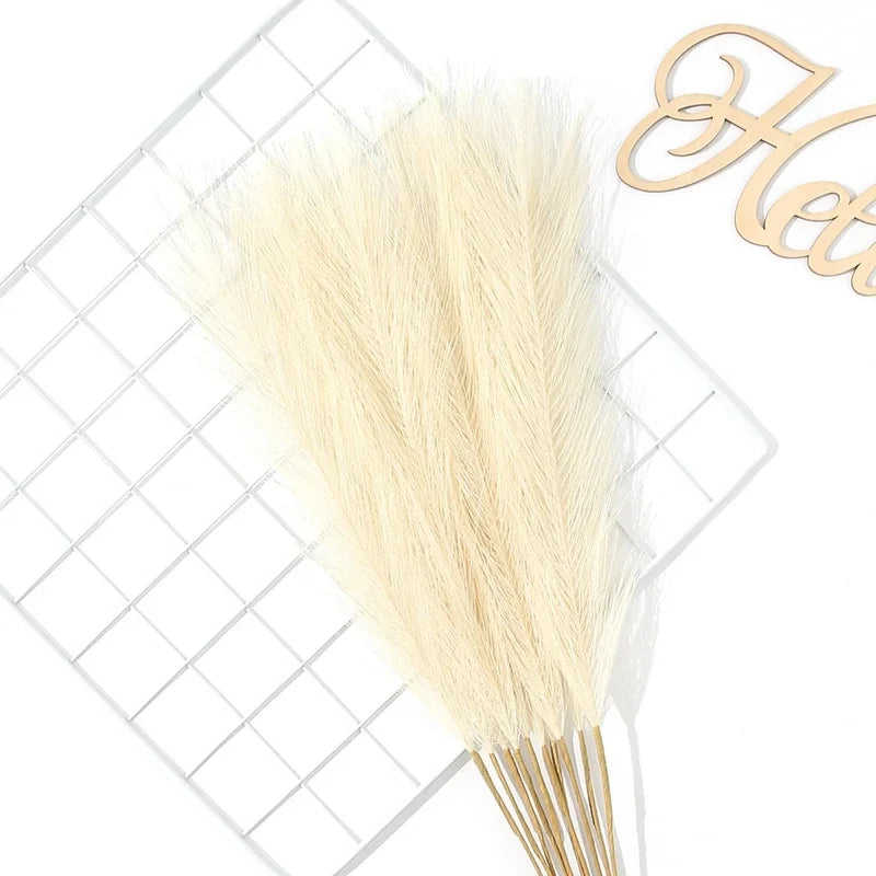 10pcs Faux Pampas Grass, Pampas Grass For Floor Vase, Pampas Grass Decor Tall For Vase Fillers, Boho Rustic Farmhouse Home Decor Leedoar