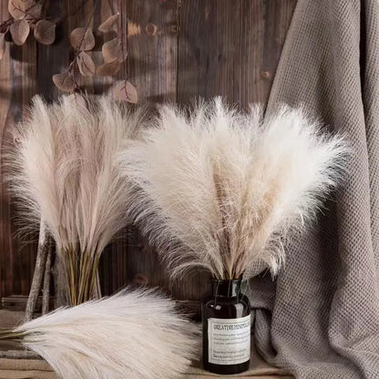 10pcs Faux Pampas Grass, Pampas Grass For Floor Vase, Pampas Grass Decor Tall For Vase Fillers, Boho Rustic Farmhouse Home Decor Leedoar