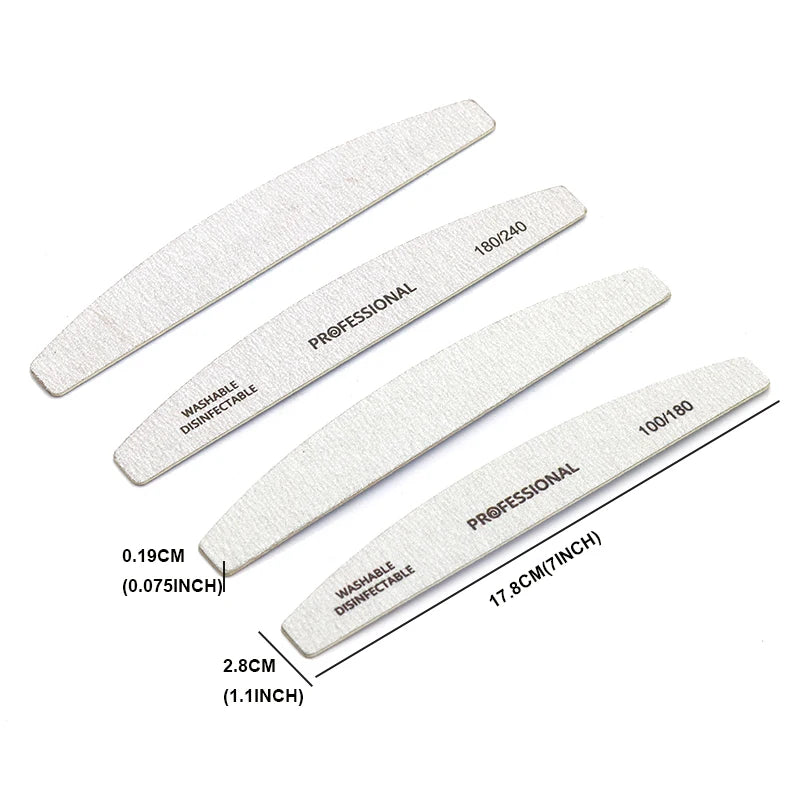 10pcs/Lot Wooden Nail Files Professional Nail Buffer 100/180 Limas Manicura Block Grey Boat Gel Polishing Wood Sanding Nail File Leedoar