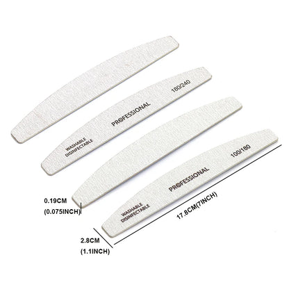 10pcs/Lot Wooden Nail Files Professional Nail Buffer 100/180 Limas Manicura Block Grey Boat Gel Polishing Wood Sanding Nail File Leedoar