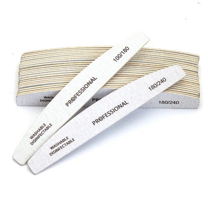 10pcs/Lot Wooden Nail Files Professional Nail Buffer 100/180 Limas Manicura Block Grey Boat Gel Polishing Wood Sanding Nail File Leedoar