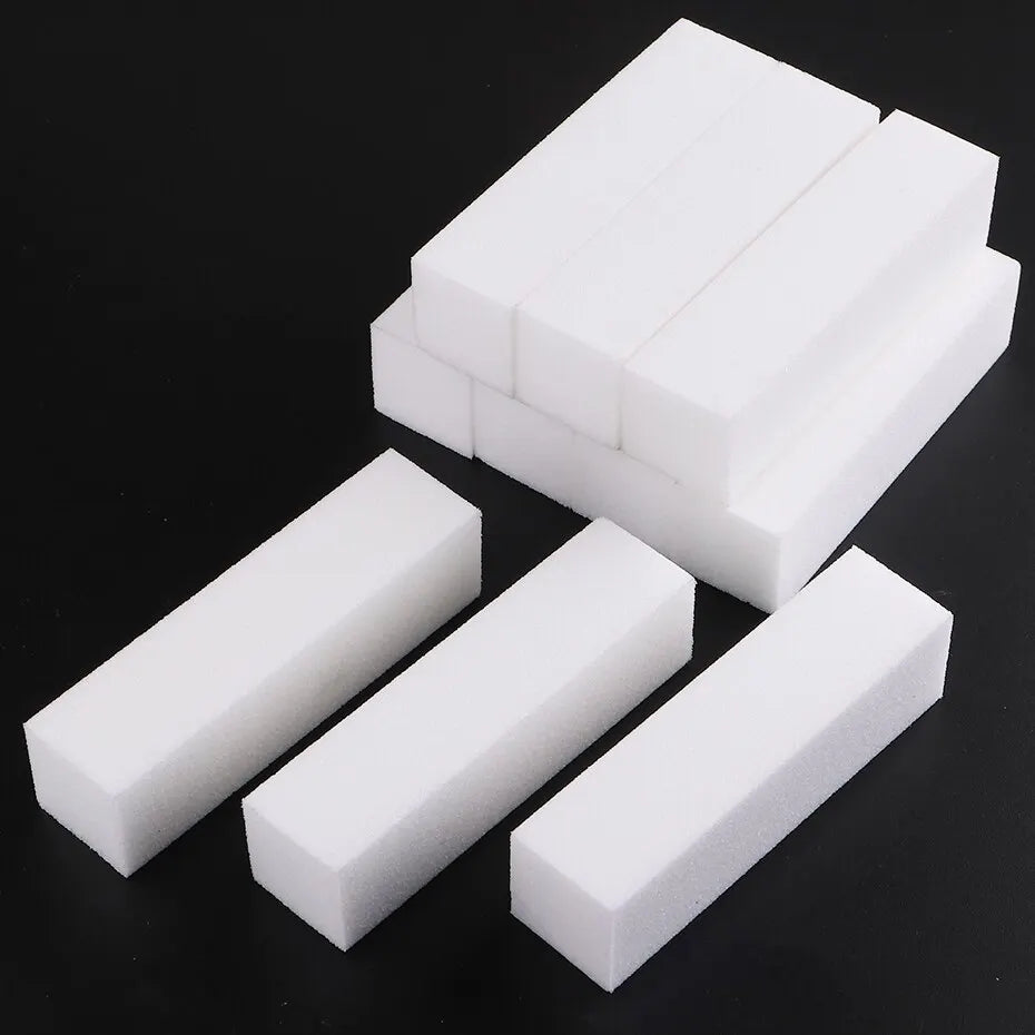 10pcs Nail Files Buffer Block Set Manicure Pedicure Care Nail Art Buffing Sanding Polishing White Sponge Buffers Nail File Tools Leedoar