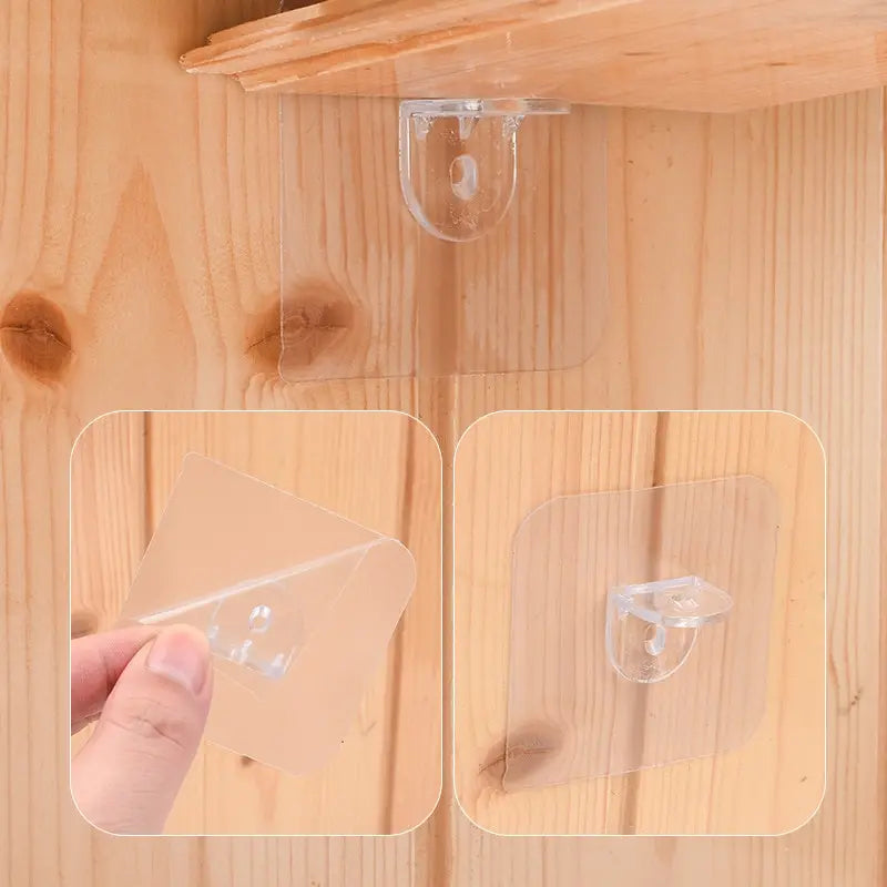 10pcs Shelf Support Glue Free Punching Nail Strong Triangle Bracket Clip Wall Mounted Wall Cabinet Home Accessories Leedoar