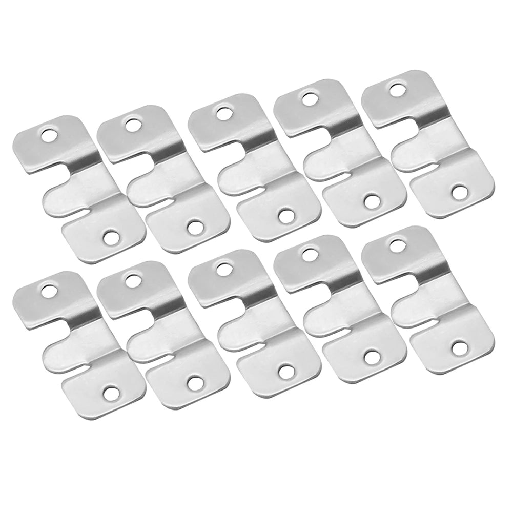 10pcs Stainless Steel Interlock Hanging Buckle Flush Mount Bracket Furniture Connector Wall Picture Frame Hanger Display Hooks Leedoar