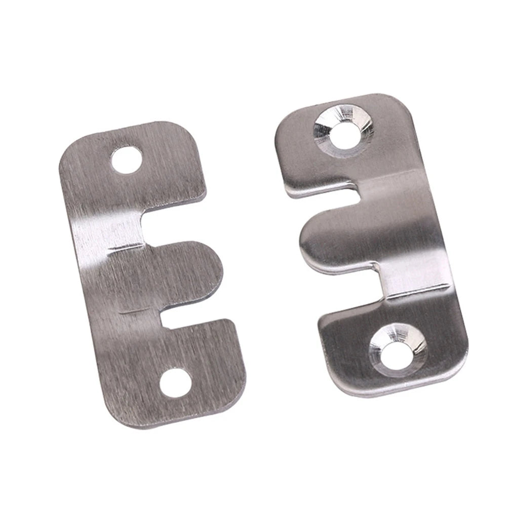 10pcs Stainless Steel Interlock Hanging Buckle Flush Mount Bracket Furniture Connector Wall Picture Frame Hanger Display Hooks Leedoar