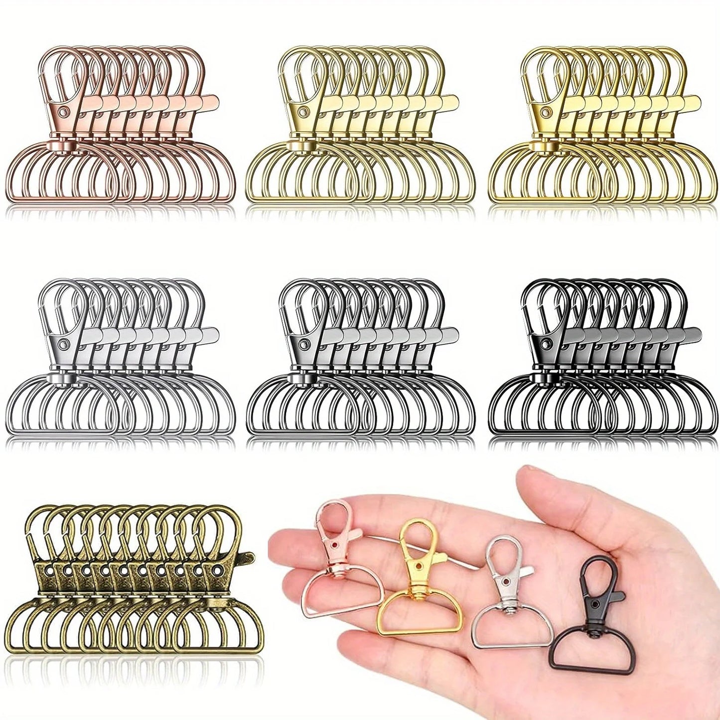 10pcs Swivel Clasp Lanyard Snap Hooks Keychain Clip Hook Metal Lobster Claw Clasps for Lanyard Key Rings Crafting Purse Leedoar