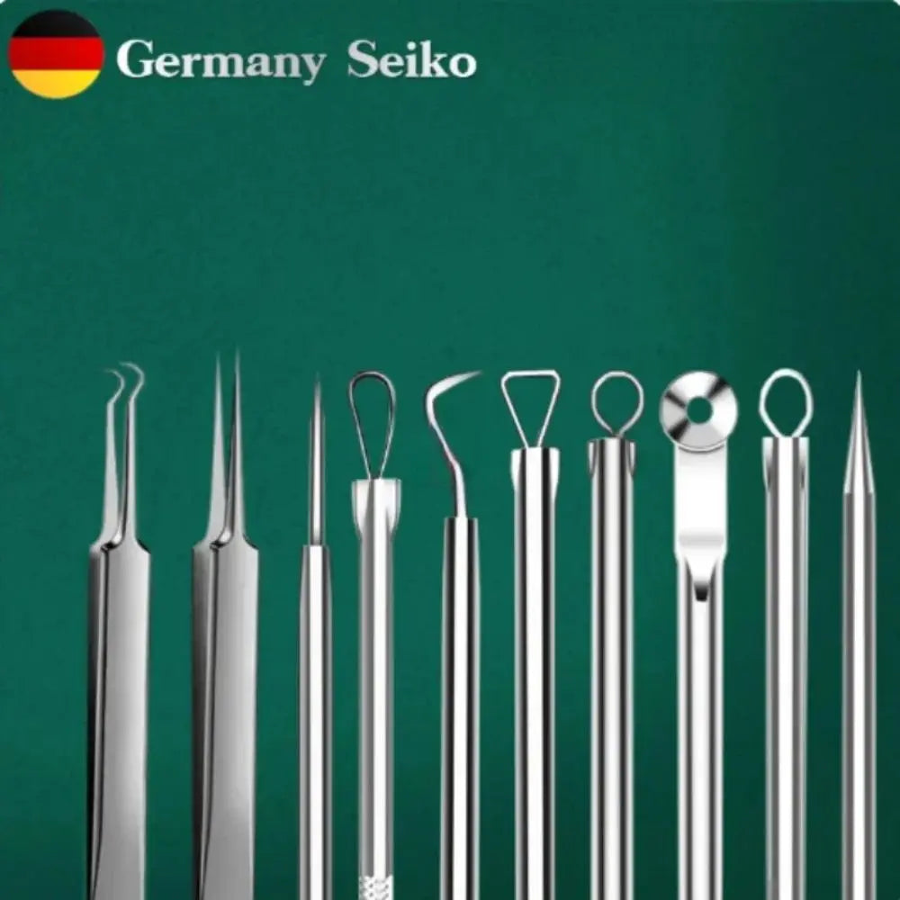 11Pcs Acne Needle Blackhead Clip Remover Extraction Pore Black Head Clean Face Skin Care Cleansing Needle Blemish Removal Tool Leedoar