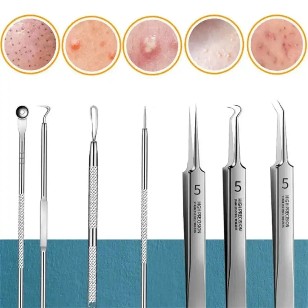 11Pcs Acne Needle Blackhead Clip Remover Extraction Pore Black Head Clean Face Skin Care Cleansing Needle Blemish Removal Tool Leedoar