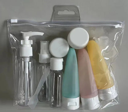 11pcs Travel Bottles Set With Storage Bag Travel Size Empty Liquid Cream Lotion Containers Fine Mist Spray Bottle Squeeze Tubes Leedoar