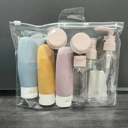 11pcs Travel Bottles Set With Storage Bag Travel Size Empty Liquid Cream Lotion Containers Fine Mist Spray Bottle Squeeze Tubes Leedoar