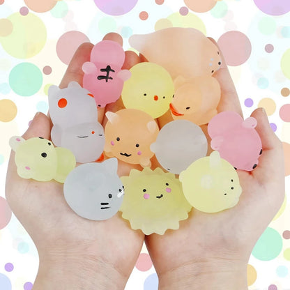 12/36PCS for Kids Kawaii Animals Squishies Mochi Squishy Toys Glow in The Dark Party Favors Stress Relief Squishy Leedoar