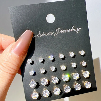 12 Pair/Lot White Shiny Wedding Stud Earrings Set For Women Men Crystal Jewelry Accessories Oorbellen Jewelry Earrings Leedoar