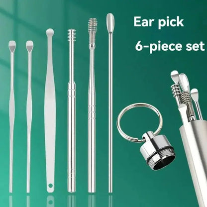 12 peças Earpick Aço inoxidável Conjunto de ferramentas de escavação de orelha Removedor de cera em espiral para kit de limpeza de perfuração Agente de limpeza 