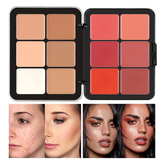 Paleta de maquillaje todo en uno con 12 colores de corrector, rubor, crema, iluminador, mate y contorno 